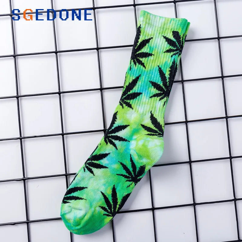 Tie-dyed Leaf Socks (Crew Socks/1Pair)