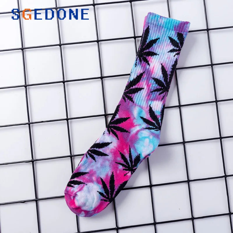 Tie-dyed Leaf Socks (Crew Socks/1Pair)