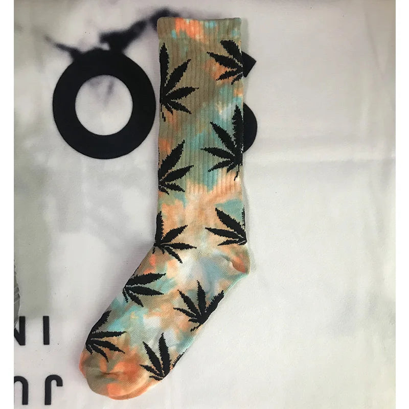 Tie-dyed Leaf Socks (Crew Socks/1Pair)