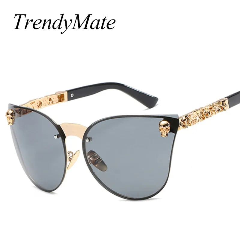 "Cat Eye w/Skull Frames" gold