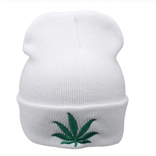 Weed Leaf Beanie/Skully  (WHITE) Men's/Women's