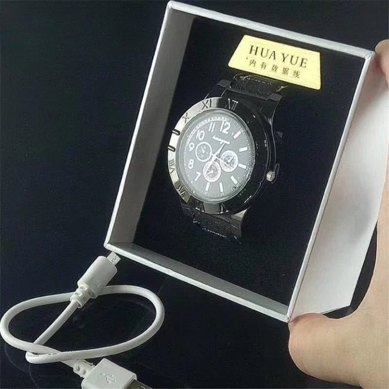 Quartz Watch Electric Flameless Lighter, w/USB Charge.