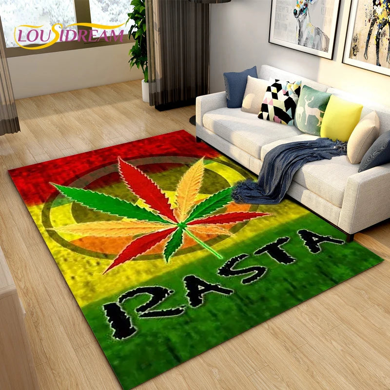 "Leaf Rasta Circle" Area Rug/Carpet Rug