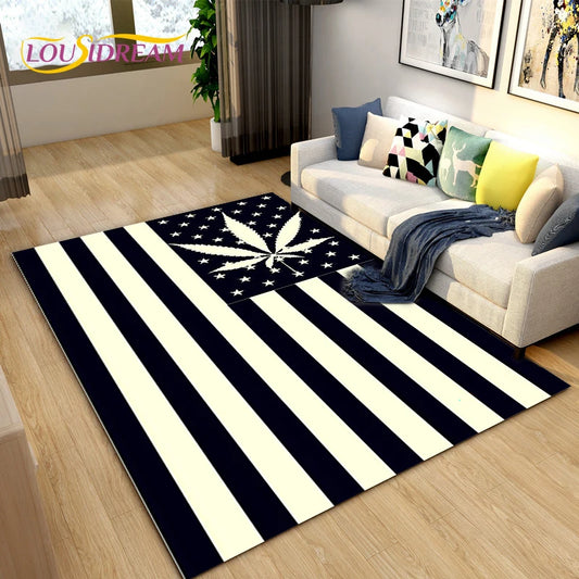 "United" (Black & White)  Area Rug/Carpet Rug