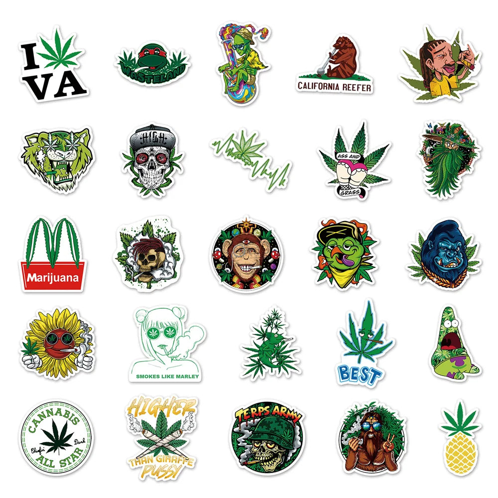 Cannabis Stickers (waterproof)  (50 Pcs)