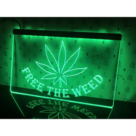 Neon Sign "Free The Weed" (Green)