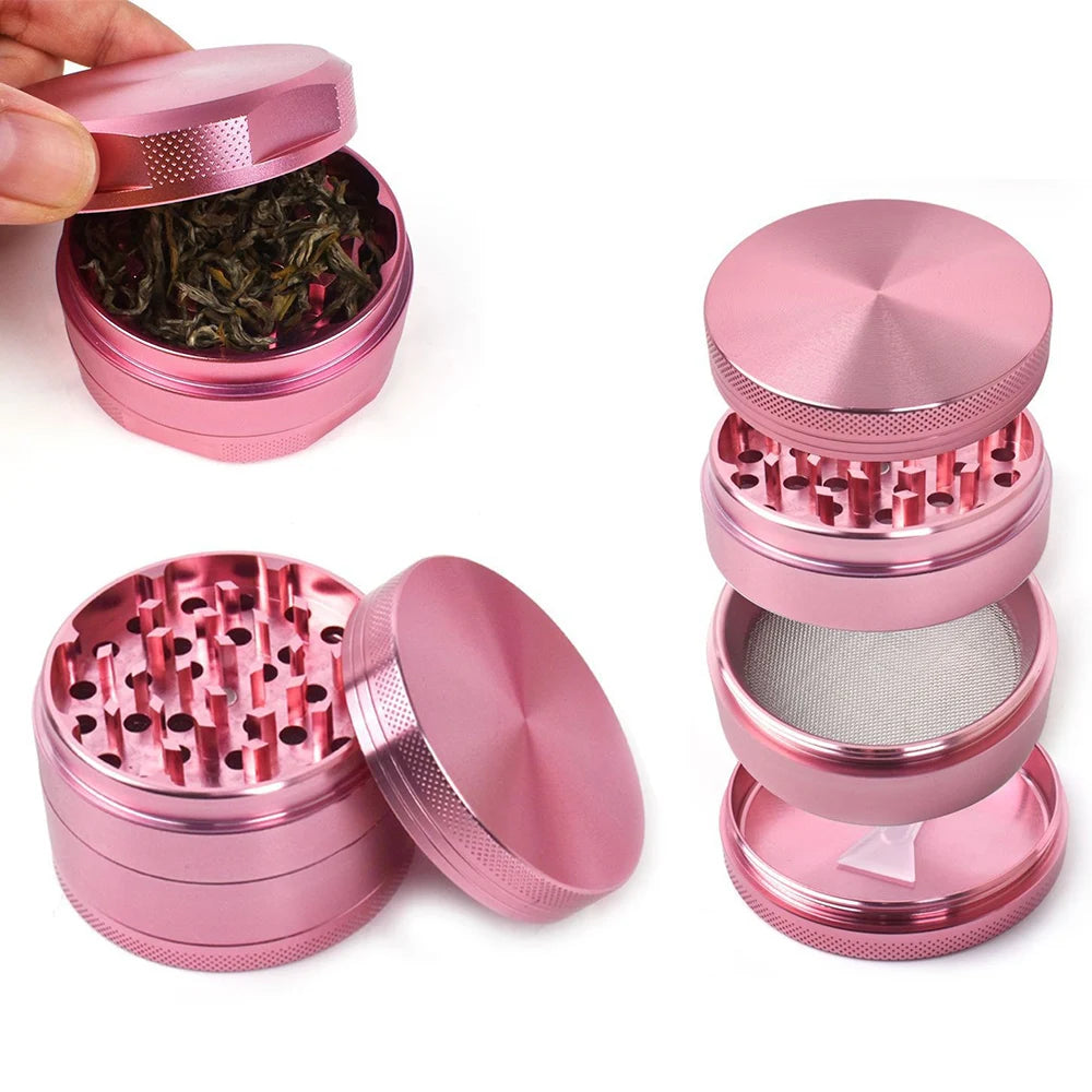 Hot Pink Rolling Tray Set & 4-Layer Aluminum Grinder w/Ashtray.