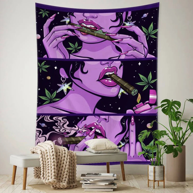 Hippie Wall (Lady Pink Blunt ) Hanging Tapestries