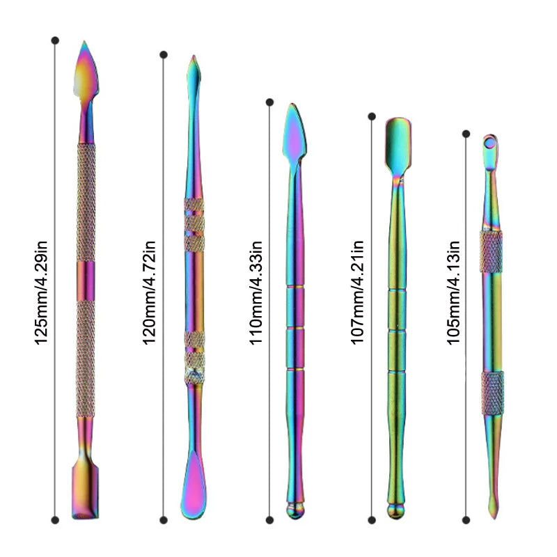 Wax Carving Tools Set , Rainbow/Sliver Stainless Steel Tools 
Double-Headed With Silicone Wax Container & Metal Case.