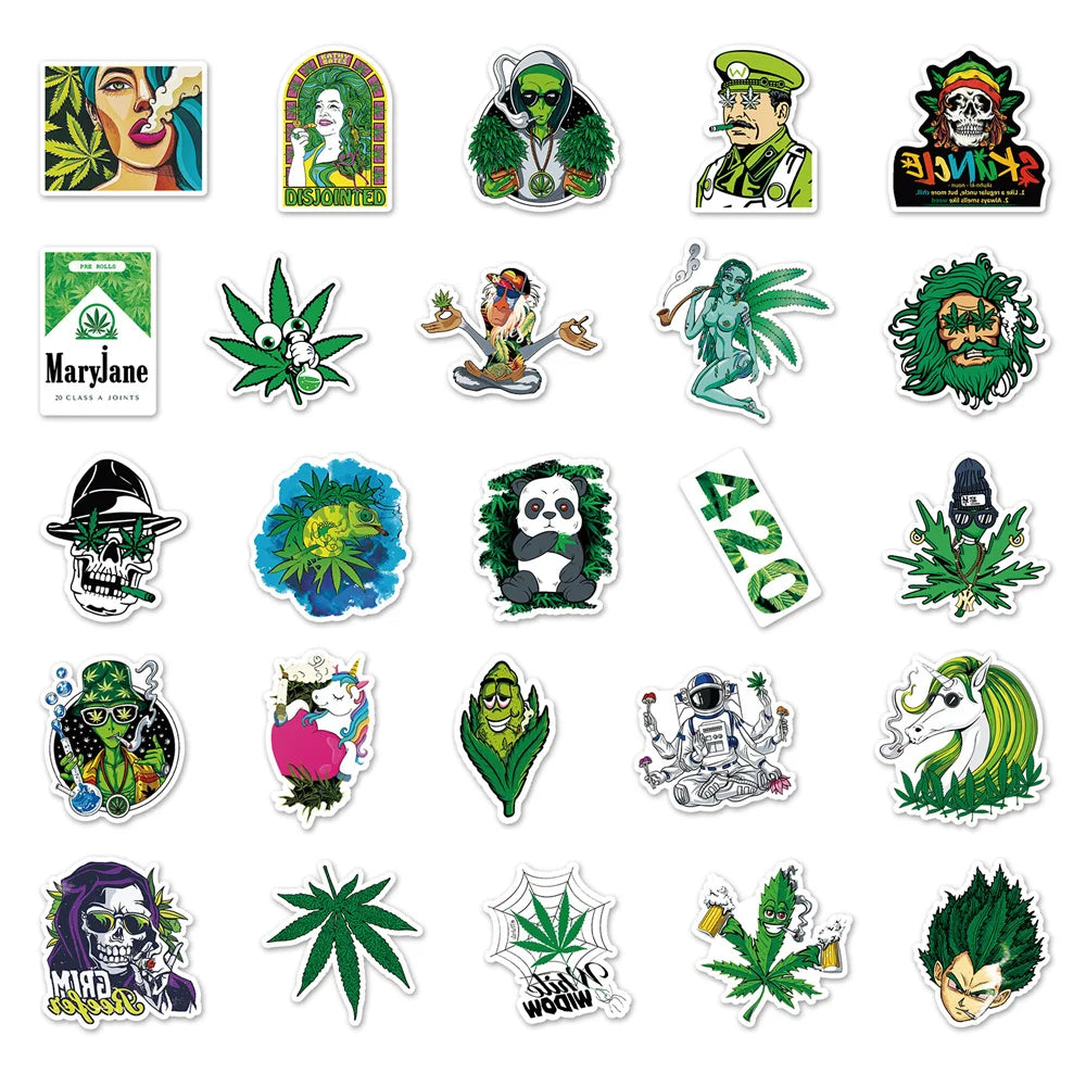 Cannabis Stickers (waterproof)  (50 Pcs)