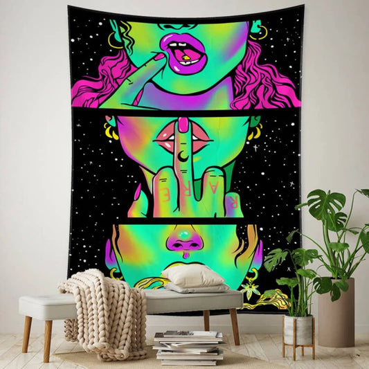 Hippie Wall (Green Lover) Hanging Tapestries