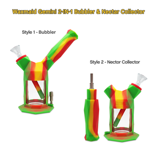 "Gemini" 2-IN-1 (Water Pipe & Nectar Collector) by: Waxmaid