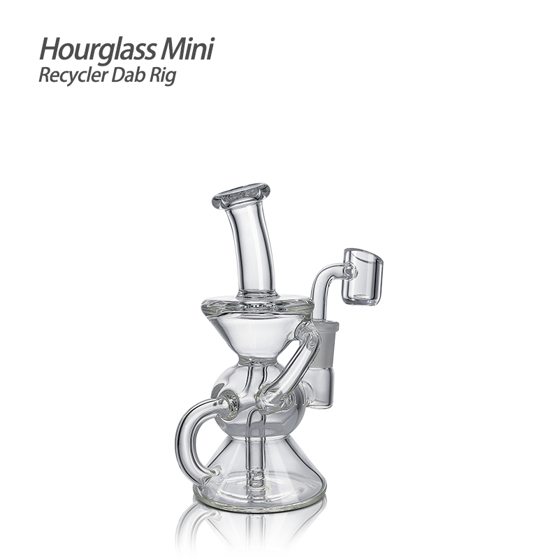 "Hourglass Mini" (5.31″ Recycler Glass Rig) By: Waxmaid