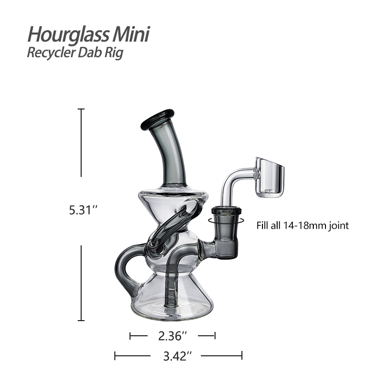 "Hourglass Mini" (5.31″ Recycler Glass Rig) By: Waxmaid